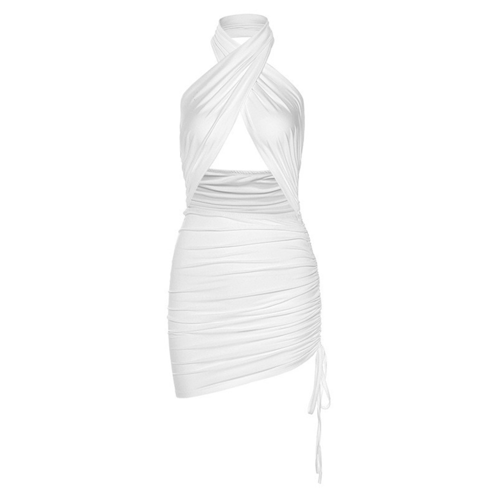 Simple and sexy backless minidress- white